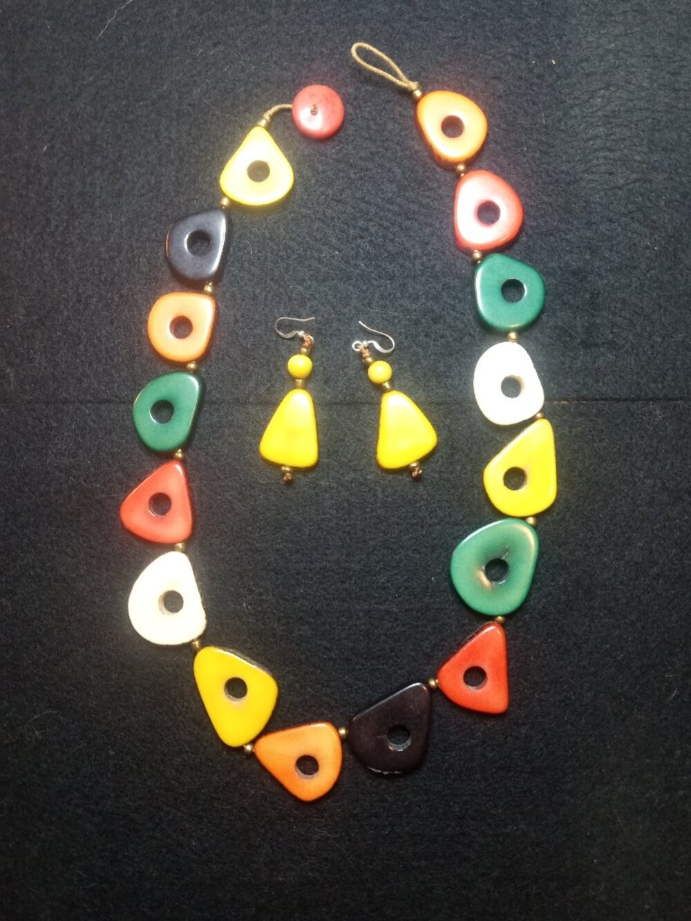 Colorful Tagua nut Necklace & earring set